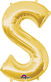 Gold Letter "S" Shaped Mylar Super Balloon 34 Inch